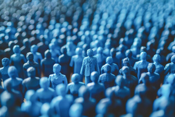 Fototapeta premium Row of wooden people toy , business Human Resources Or team leader concepts 
