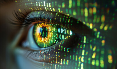 eye of the computer binary code , technology life