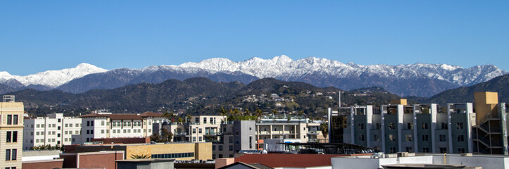 Snowy Mountaintops in California, San Gabriel Mountains & Valley