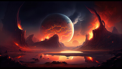 Portal to another planet. AI render