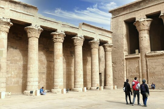 Courtyard columns exterior Temple of Edfu