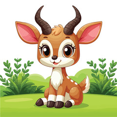 Cute Antelope Vector Cartoon illustration