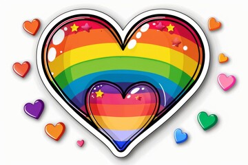 LGBTQ Sticker love self realization design. Rainbow 3d sticker motive friendship diversity Flag illustration. Colored lgbt parade demonstration awareness. Gender speech and rights hot pink