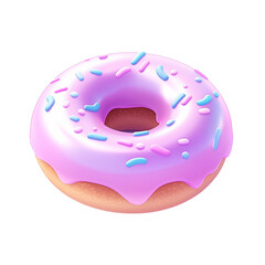 a donut 3d icon,cute shape,minimalism,purple blue,solid white background,matte,surrealism