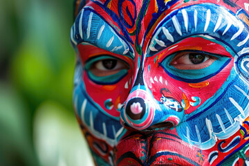 traditional colorful red ethnic face mask