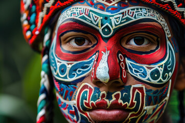traditional colorful red ethnic face mask
