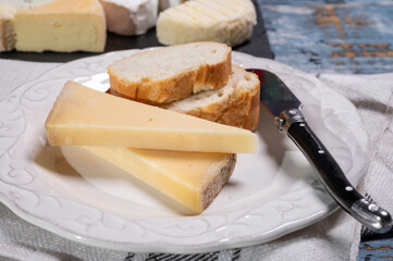 French cheese Comte, three varieties 1 year matured Prestige, fruity flavoured Fruite and Vieille Reserve