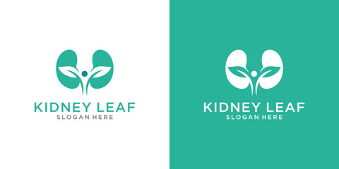 Kidney logo template, creative concept of happy people with a combination of natural leaves in the logo, for a natural health design solution