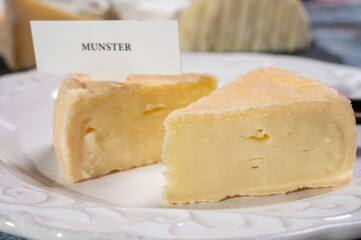 Munster gerome French cheese, strong-smelling soft cheese with subtle taste, made mainly from milk first produced in Vosges mountains