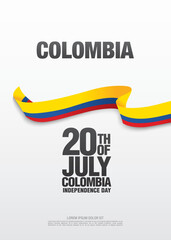 Flag of Colombia, vector illustration, card layout design