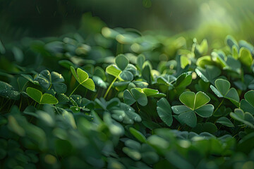 Close up of a bunch of green clover