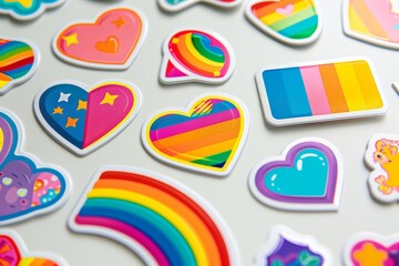 LGBTQ Sticker captivating sticker design. Rainbow glow sticker motive courtship sticker diversity Flag illustration. Colored lgbt parade demonstration amber. Gender speech and rights orchid