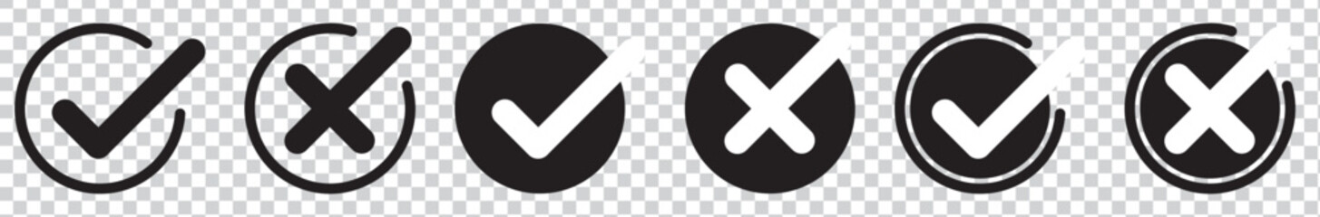 check mark icon button set. check box icon with right and wrong buttons and yes or no checkmark icons . vector illustration  - obrazy, fototapety, plakaty