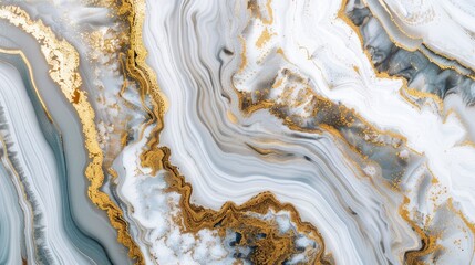 Abstract ocean- ART. Natural Luxury. Style incorporates the swirls of marble or the ripples of agate. Very beautiful white paint with the addition of gold powder - generative ai