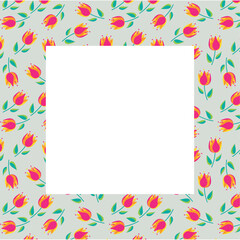 レトロなチューリップの背景のフレーム