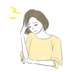 頭痛　女性　偏頭痛　イラスト