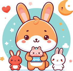 Fototapeta premium cute funny animal cartoon vector on white background