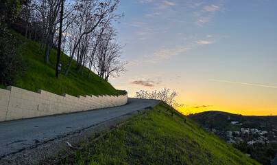 Sunset over the hillside