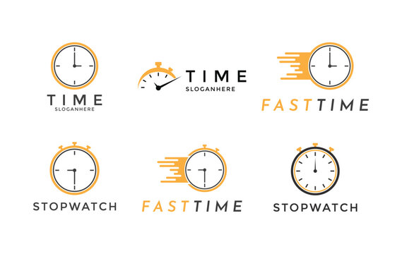 set of time clock logo design vector concept idea, stopwatch logo design concept