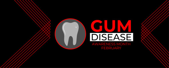 February Gum Disease Awareness Month. vector illustration isolated on white. Diagnosis, prevent, protection, and gingivitis concept design. banner, cover, poster, card, flyer, placard.