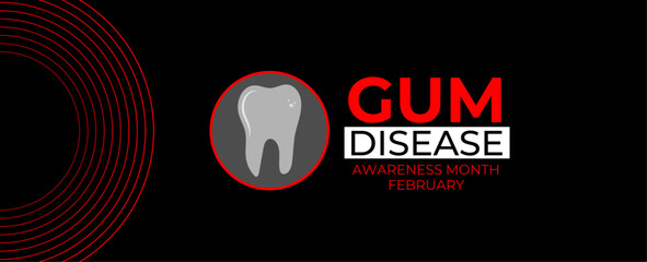 February Gum Disease Awareness Month. vector illustration isolated on white. Diagnosis, prevent, protection, and gingivitis concept design. banner, cover, poster, card, flyer, placard.