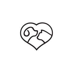 Line Of Head Pet Logo Design. Line Of Head Pet Logo Template. Modern Design. Flat Logo.