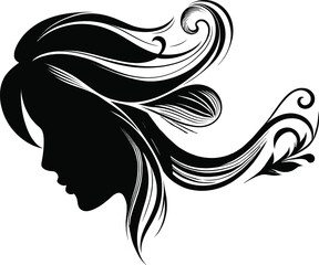 Beauty hair logo premium vector illustration