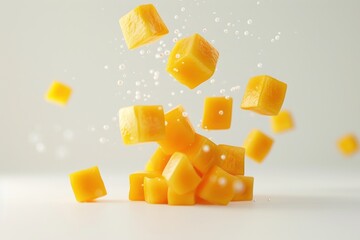 cube of mango on white background 