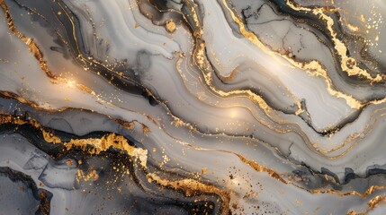 Abstract ocean- ART. Natural Luxury. Style incorporates the swirls of marble or the ripples of agate. Very beautiful white paint with the addition of gold powder - generative ai