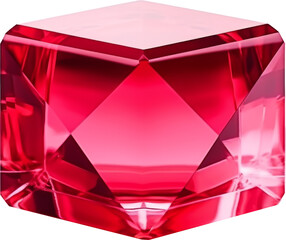 red crystal shape of cube box or geometric isolated on white or transparent background,transparency