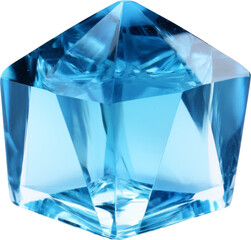 blue crystal shape of cube box or geometric isolated on white or transparent background,transparency 