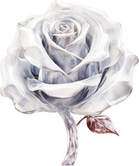 grey rose,grey crystal shape of rose,rose made of crystal,flower made of crystal isolated on white or transparent background,transparency 