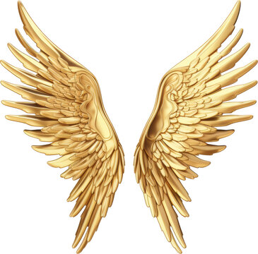 angel wings,golden wings,angel wings made of gold isolated on white or transparent background,transparency 