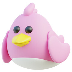 Cute Pink 3D Bird Character Sitting