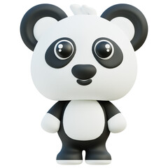 Adorable 3d Panda Character with a Big Smile and Black and White Fur