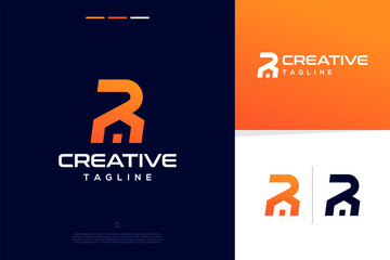 Abstract alphabet logo geometrical, Letter R logo design inspiration