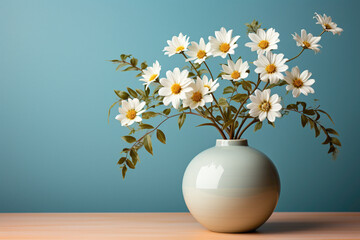 Delightful single daisy in a small vase, placed on a tabletop, a burst of natural beauty bringing a touch of serenity to daily life