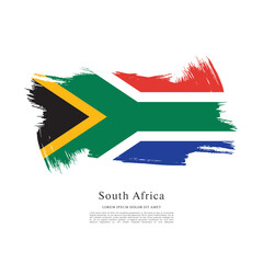 Flag of South Africa, brush stroke background © Igorideas