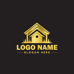Real estate logo property house home construction building logo icon editable vector
