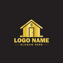 Real estate logo property house home construction building logo icon editable vector