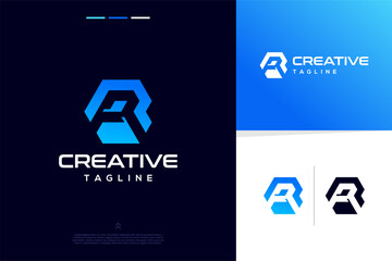 Abstract alphabet logo geometrical, Letter R logo design inspiration
