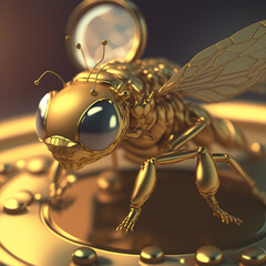 Golden realistic bee. AI render