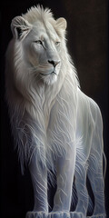 Delicate albino Lion. Ai generated.