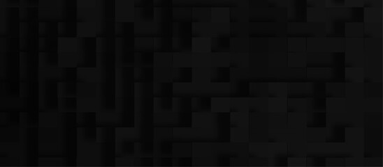 Abstract luxury black background of cubes or boxes, Random scaled black cube boxes block pattern geometric black vector background, geometric Unevenness three-dimensional shadow block pattern.