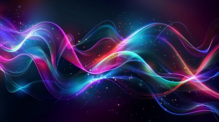 Fototapeta premium Abstract background with glowing lines and particles.