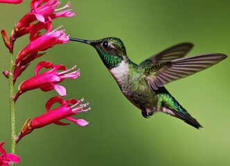 Obraz premium Hummingbird Feeding at Flower