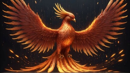 Envision a phoenix constructed from the endless possibilities of binary code, its majestic form...