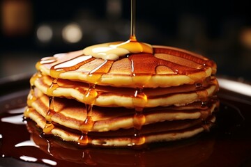 Pancake syrup. Food cake dessert. Generate Ai