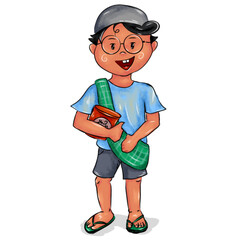 muslim boy with canned snacks