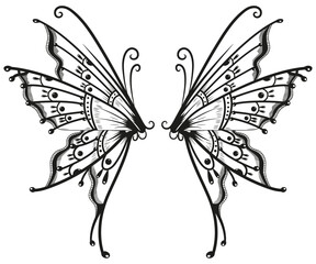 Obraz na płótnie Canvas Butterfly wings black ink, insect vector illustration